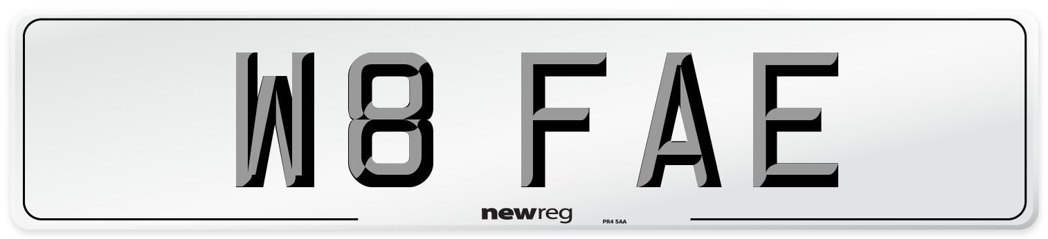 W8 FAE Number Plate from New Reg